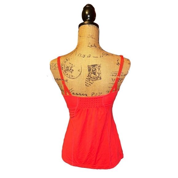Lululemon Dance Fouette Tank Top Activewear Yoga Smocked Red Orange Size 4 - Picture 3 of 5